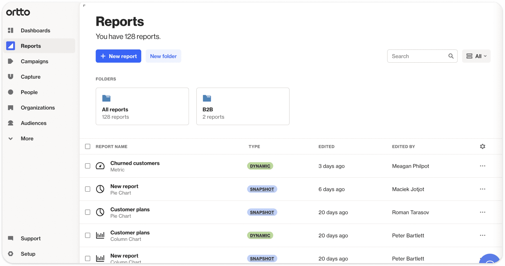 Ortto's analytics feature