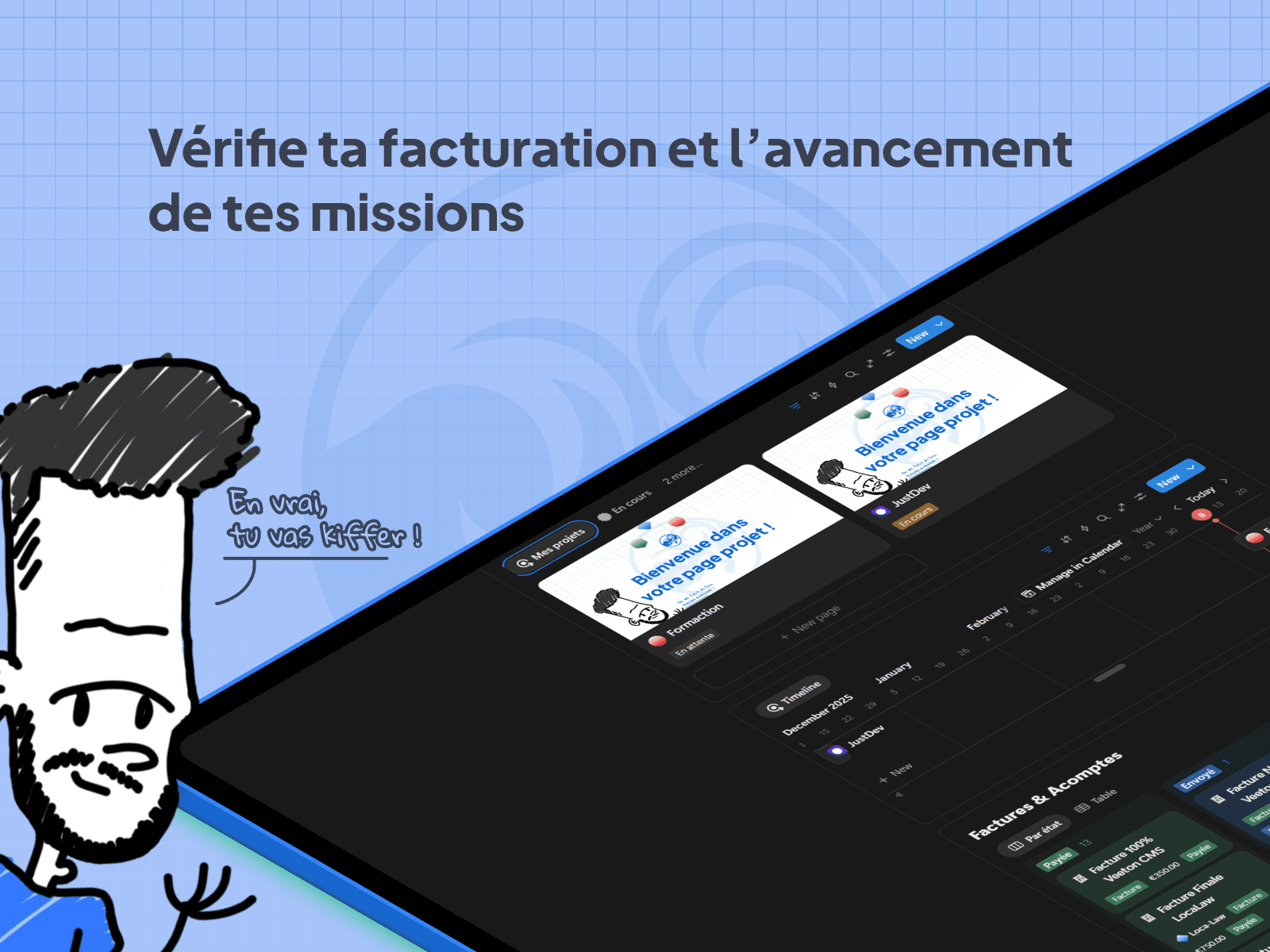 Template Dashboard freelance sur Notion créée par Ilies Manata, Ux / Ui Web Designer & Développeur Web Framer à Lille, freelance