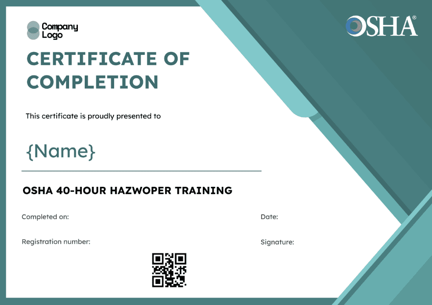 OSHA Certification of Completion