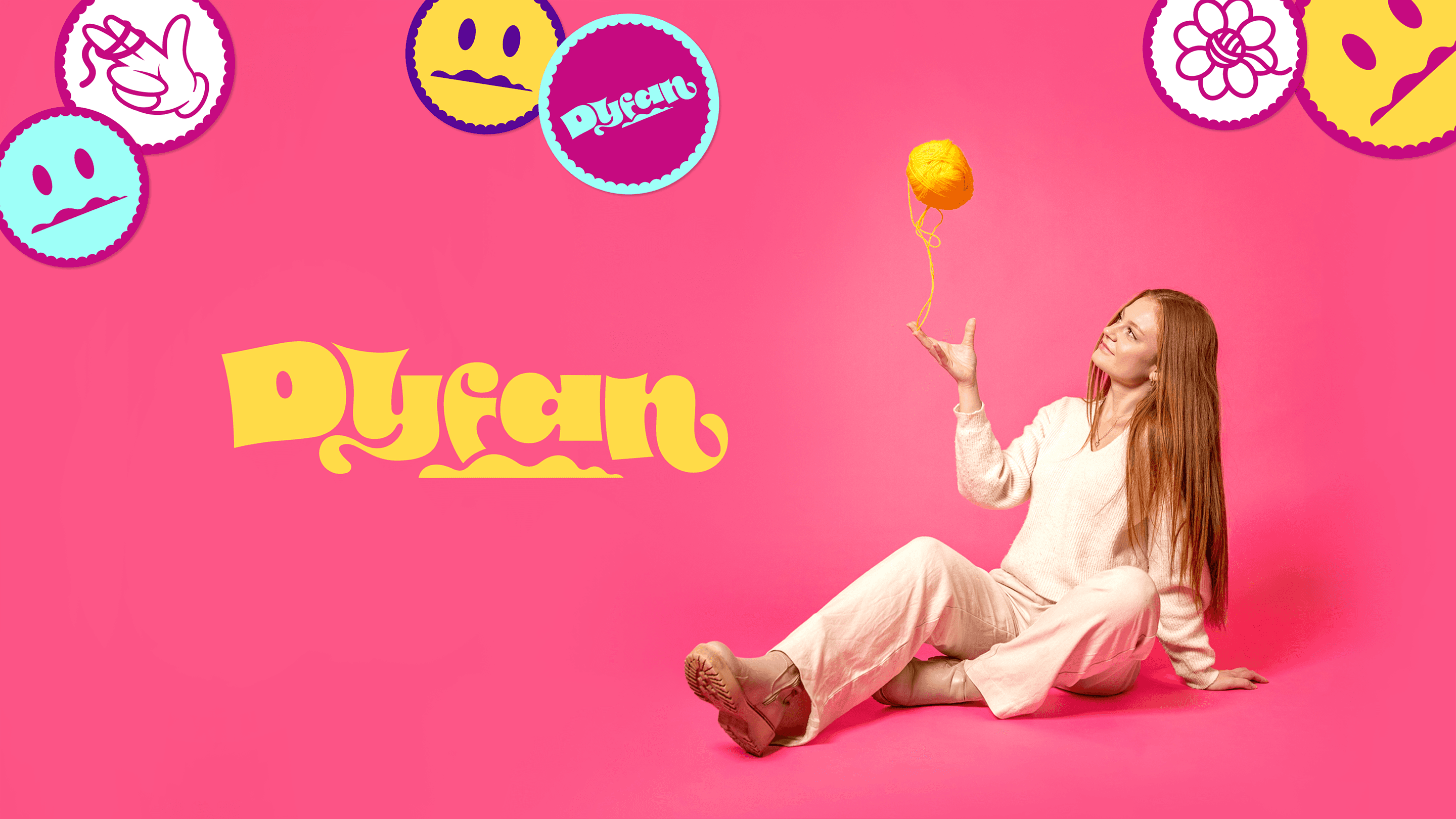 Woman playing with yarn