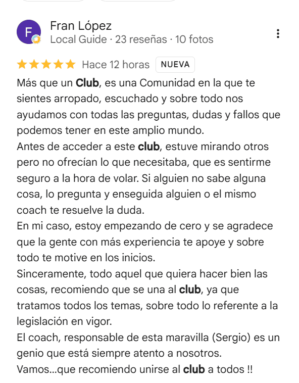 Captura de reseña de Google 1