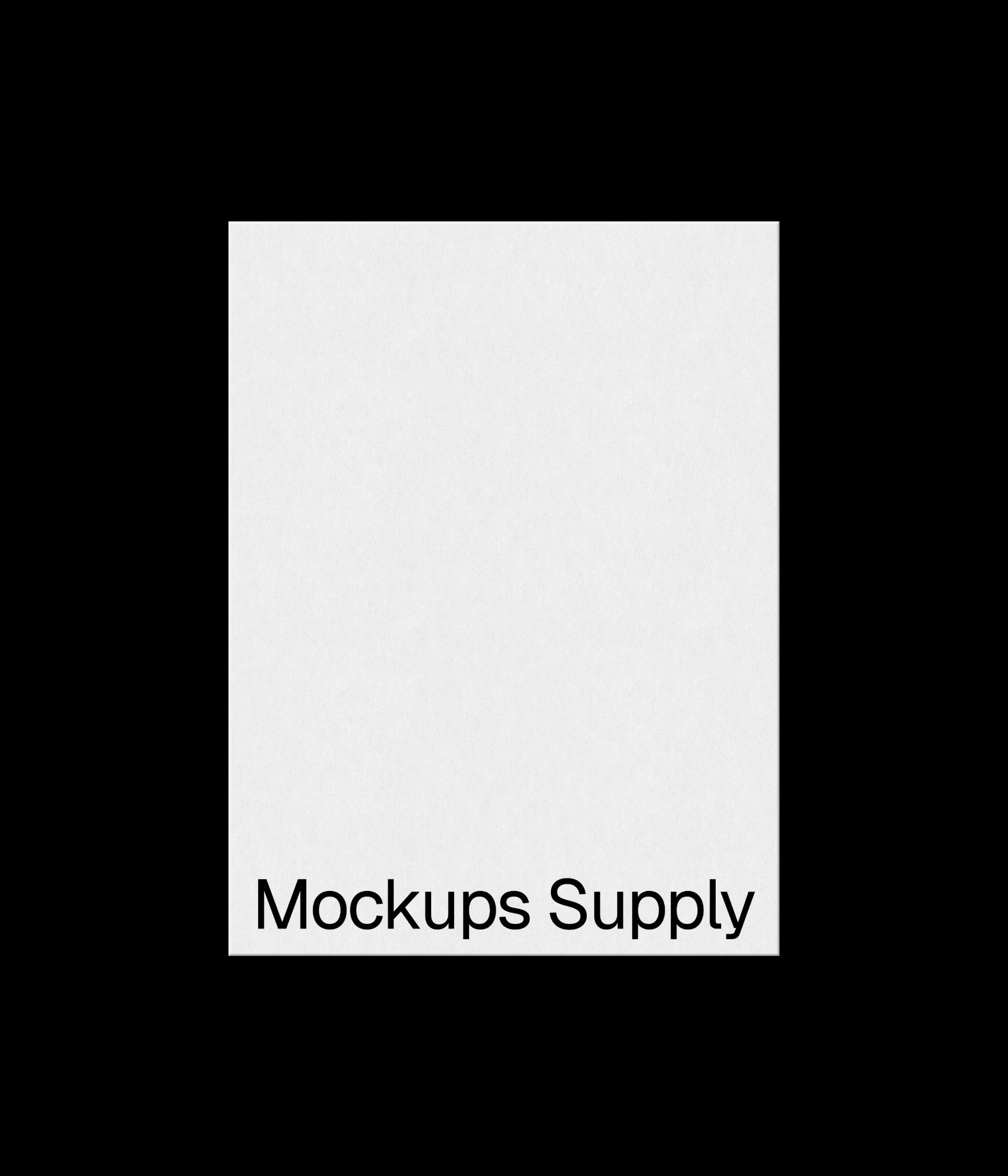 Poster mockup 3:4 portrait for Photoshop with debossed text effect, white poster on black background, clean minimal print and stationery branding presentation