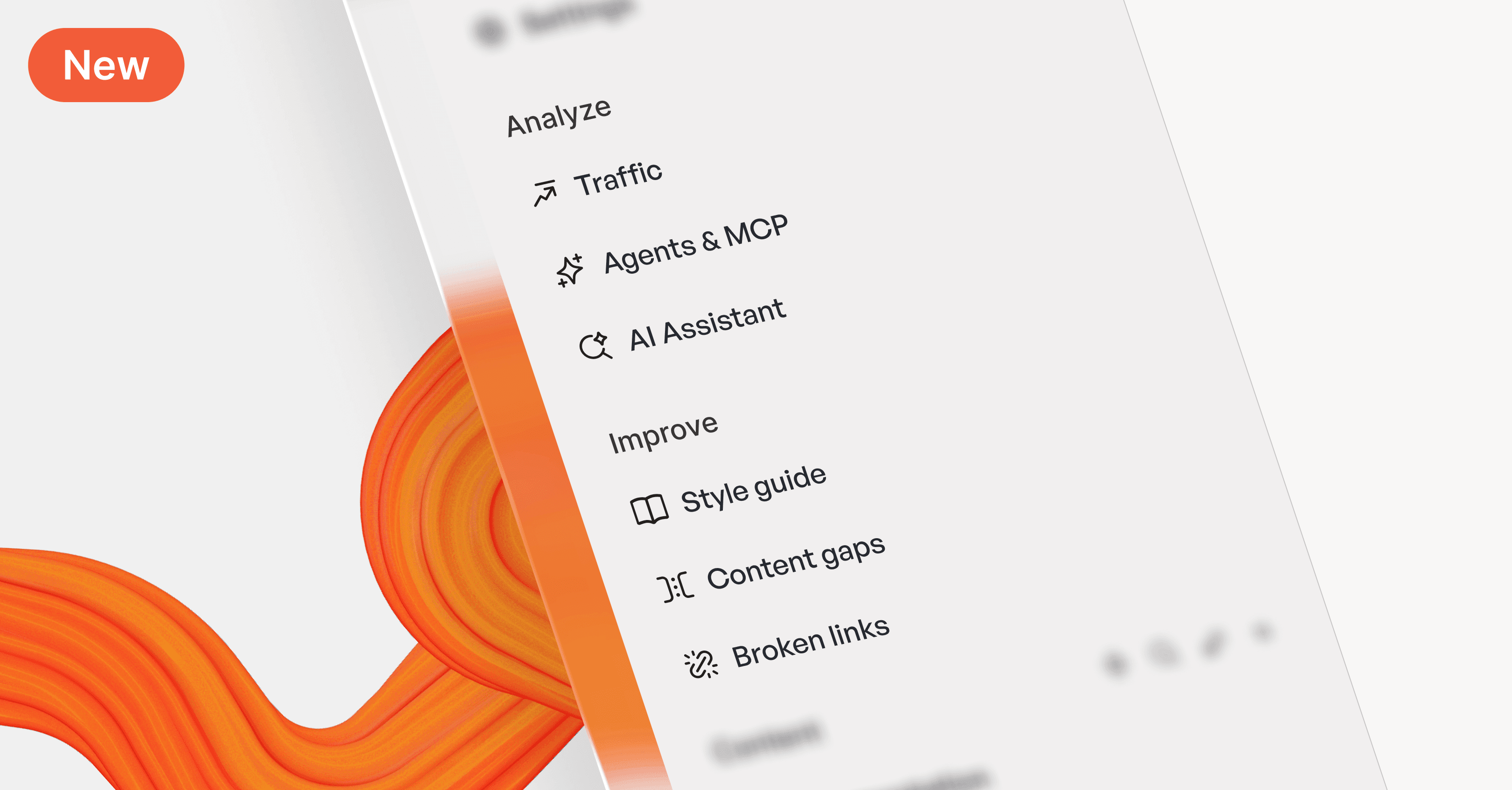 A screenshot showing the new 'Improve' section of the GitBook sidebar, containing content gaps, broken links and style guide