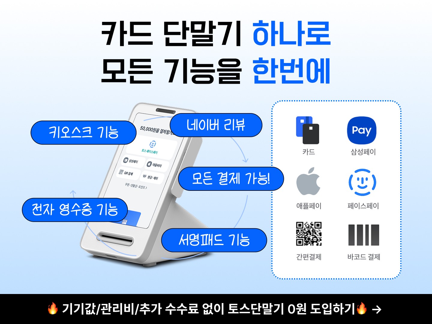 토스단말기로 할 수 있는 모든 기능을 이미지 하나에 요약