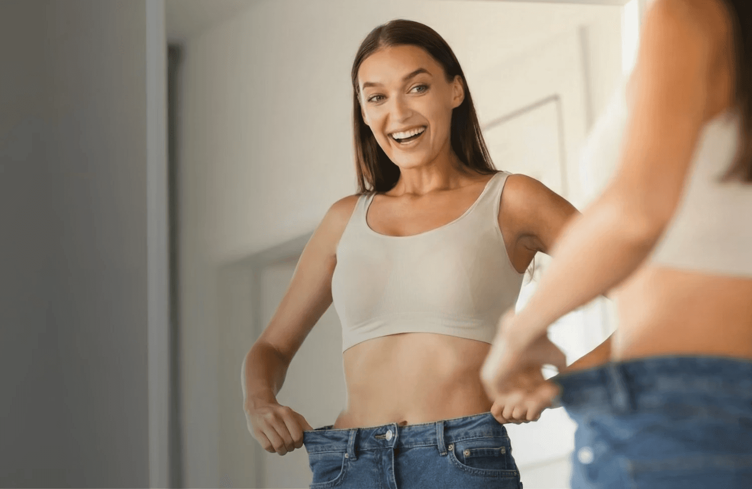 green textile with white light