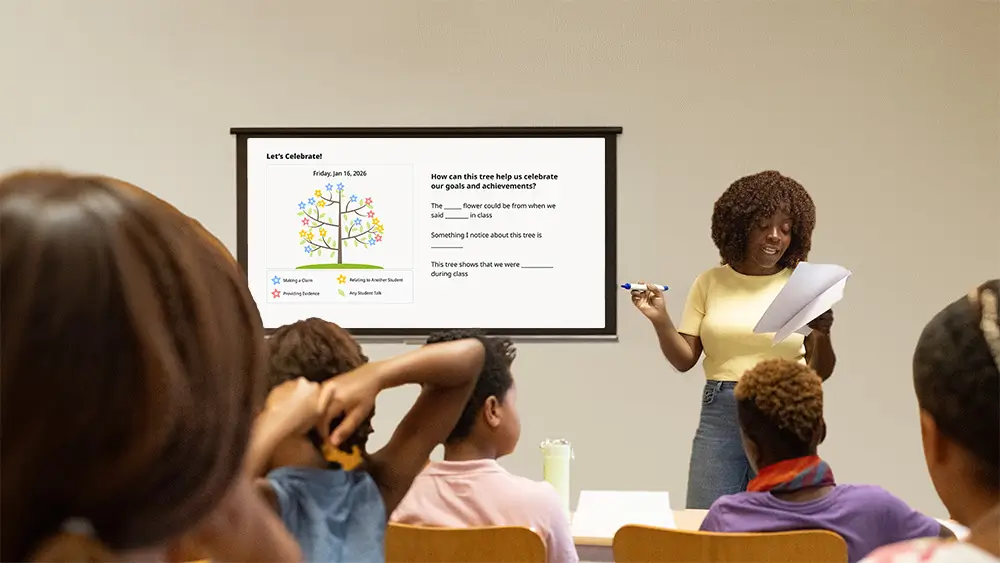 Teacher discussing Talk Trees with students
