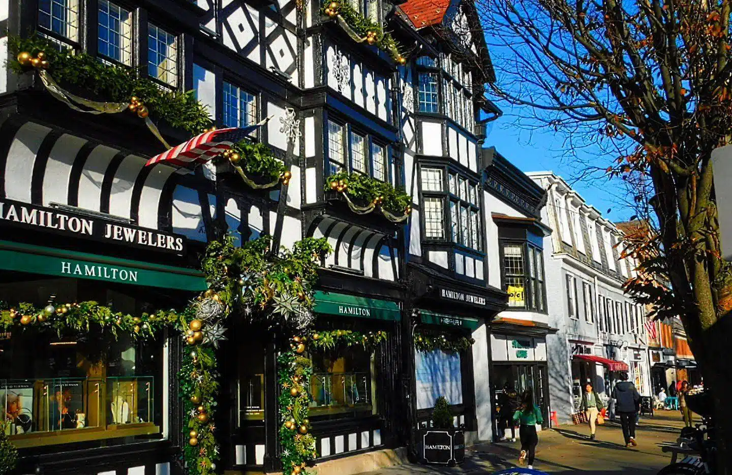 Downtown shops in Mercer County, NJ.