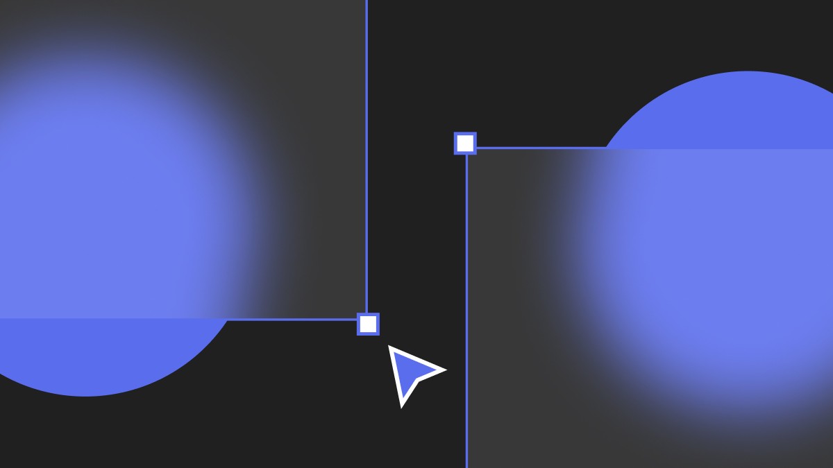 There are two mostly transparent rectangles layered above two blue circles. Where the rectangle overlaps the circle, it blurs the background like frosted glass.