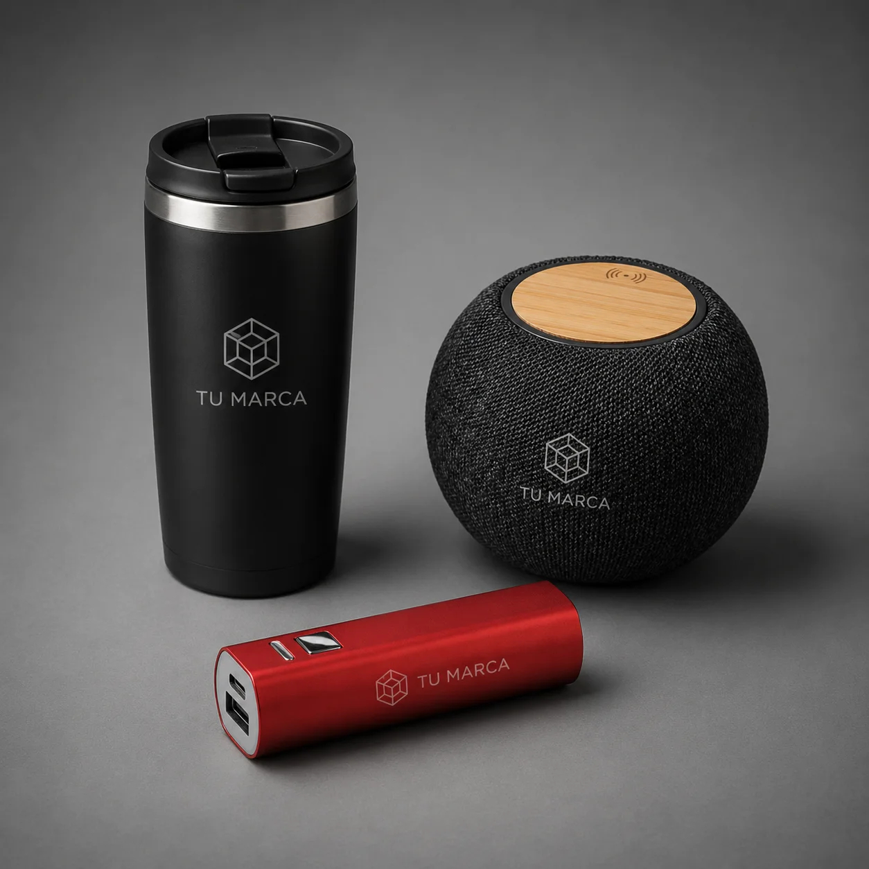 Kit de oficina corporativo personalizado con altavoz, power bank, USB y bolígrafos de madera