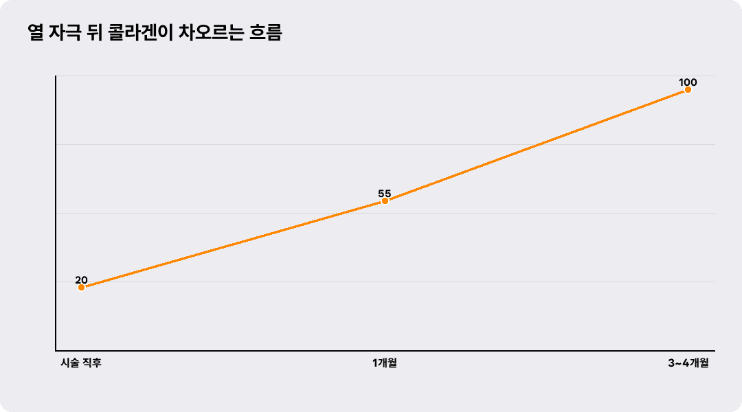 열 자극 뒤 콜라겐이 차오르는 흐름