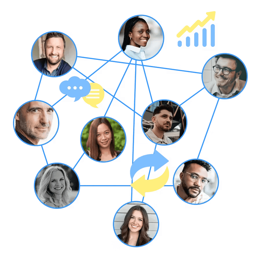 Illustration of nonprofit executive directors connected in a peer network