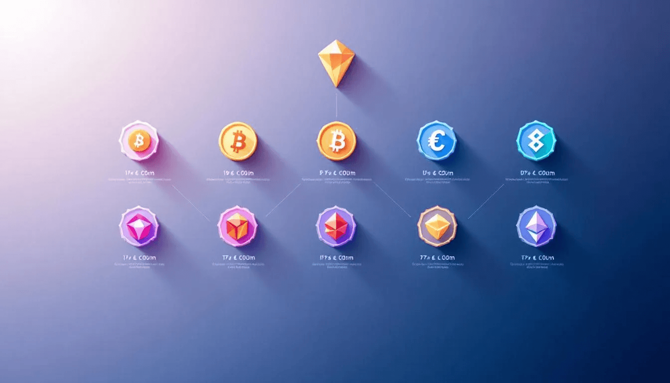 A visual representation of different cryptocurrencies available on eToro.