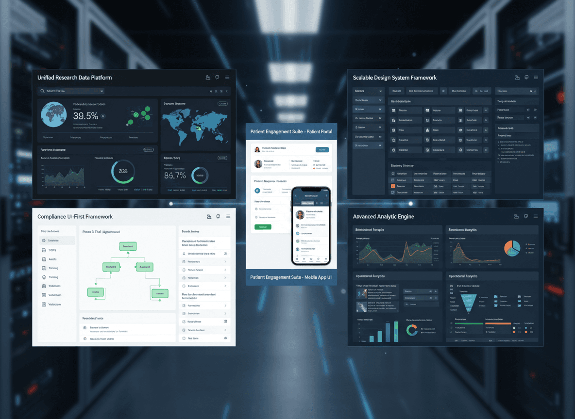 “Unified research data platform dashboard integrating clinical trial data, laboratory systems, and site performance metrics.”