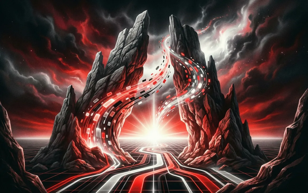 RockN' Socials Digital Marketing visual with vibrant red and black mountains.