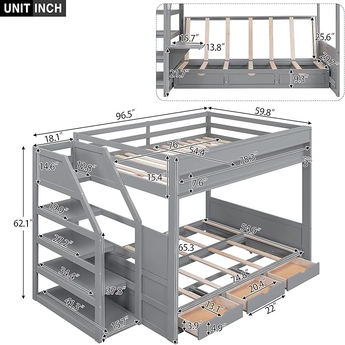 The bunk bed with full on bottom blends modern aesthetics with practical design for any setting.