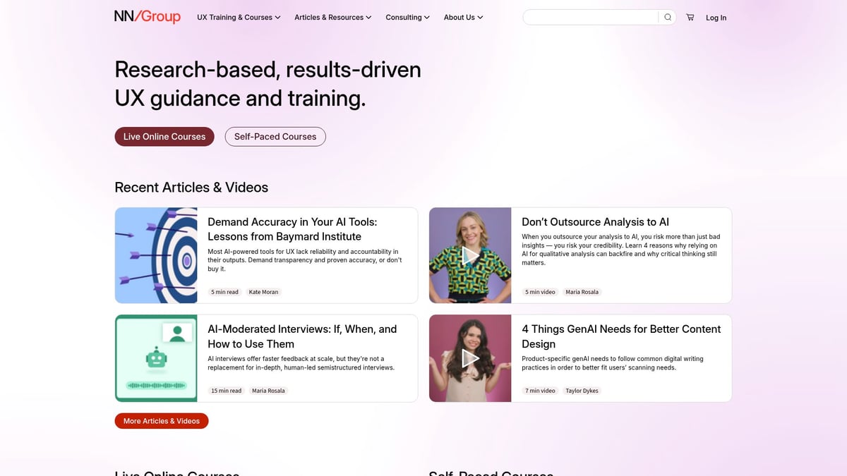 8 Essential Good UX Design Websites to Explore in 2026 - Nielsen Norman Group