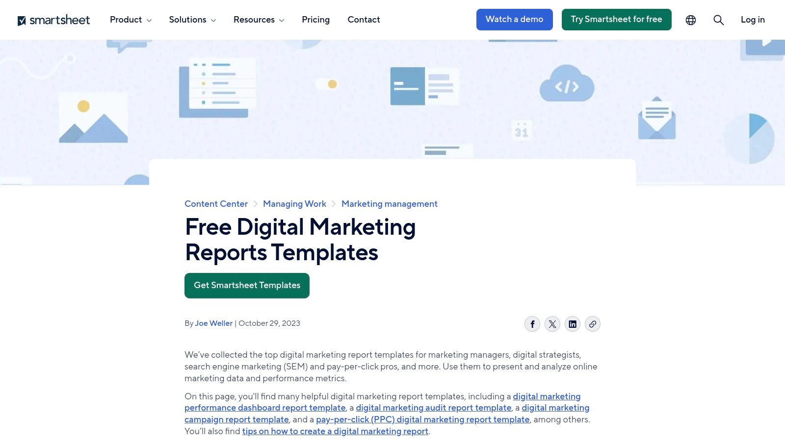 Smartsheet – Digital Marketing Audit Report Checklist Template