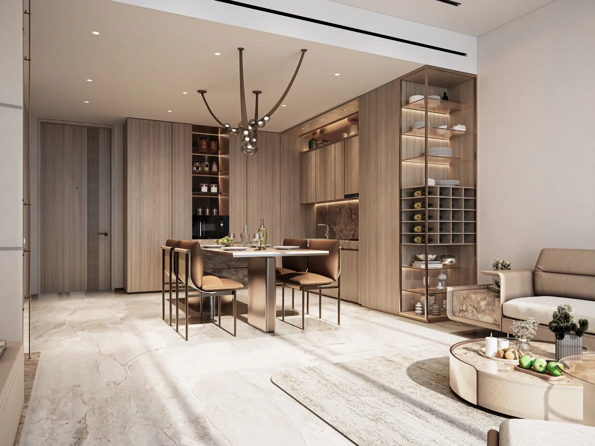 Open-concept kitchen and dining area in a Sea Cliff residence, showcasing premium real estate design.