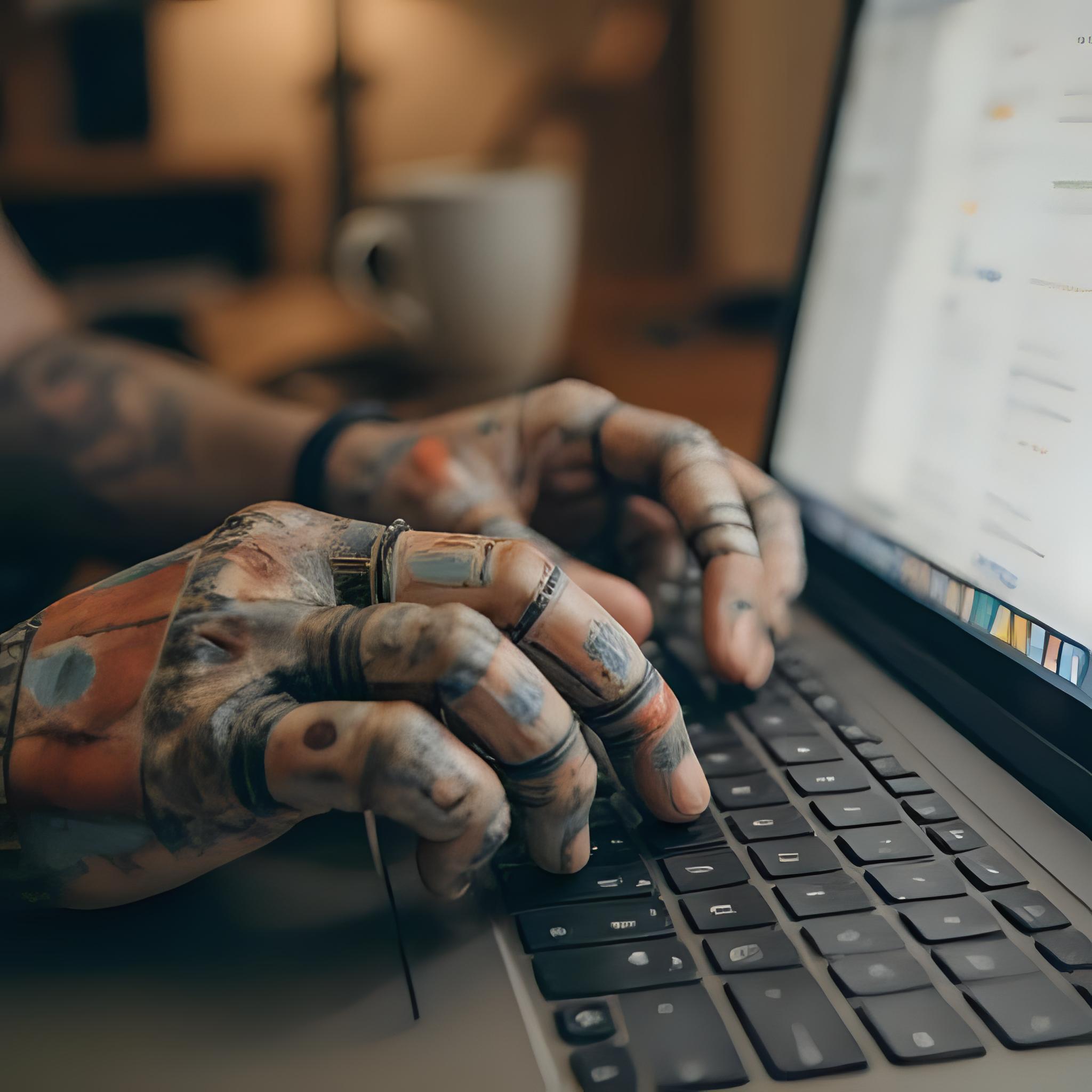  Human copywriter collaborating with AI, emphasizing human creativity over machine generation.