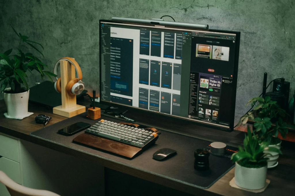 Modern collaborative workspace with AI-powered tools and interfaces