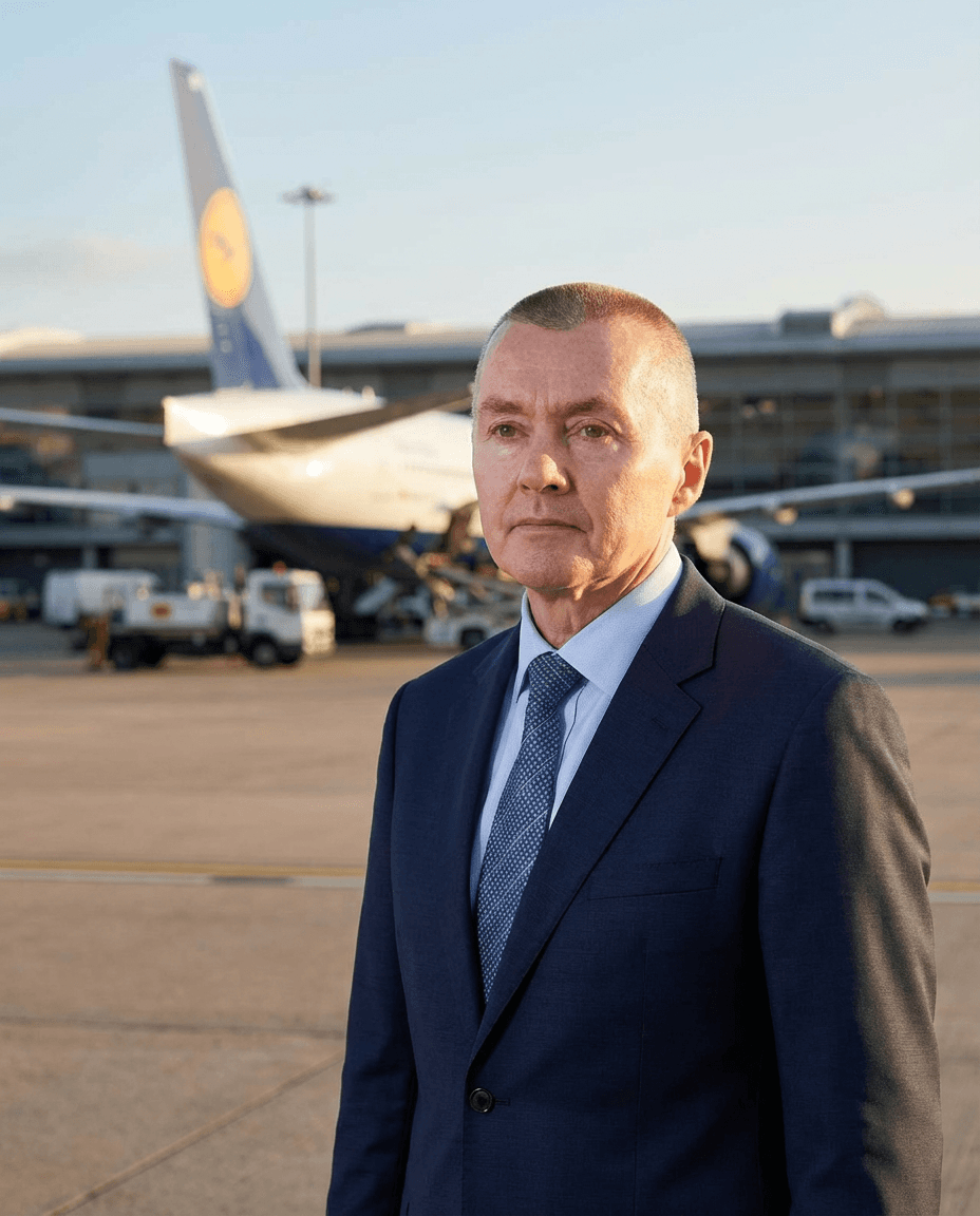 Willie Walsh in a professional aviation setting.