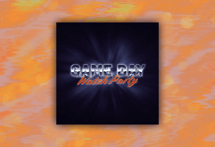 Super Bowl party invitation with gold and blue colors