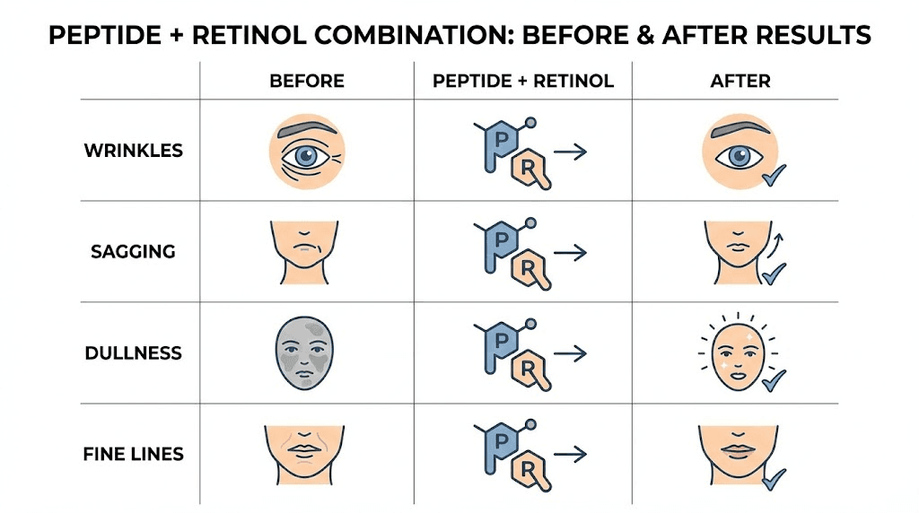 Peptide and retinol combination results for different skin concerns