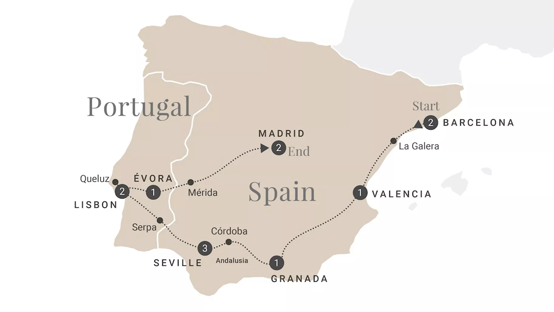 Spain & Portugal Luxury Gold Map