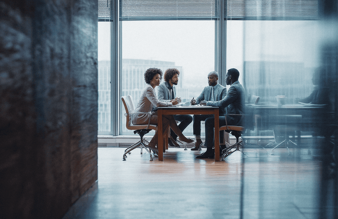 Reunião de equipe jurídica em uma moderna sala de conferências IA e Precificação O Fim da Hora Faturável no Direito