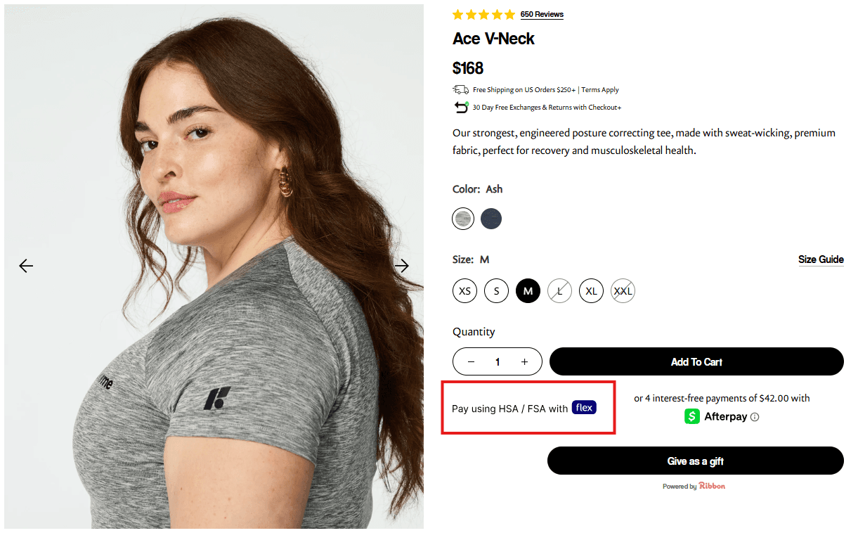 Flex-enabled payment tag at checkout