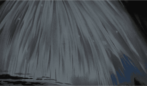 Abstract dark gray background with textured vertical streaks and small white dots, hints of dark blue in the lower right.