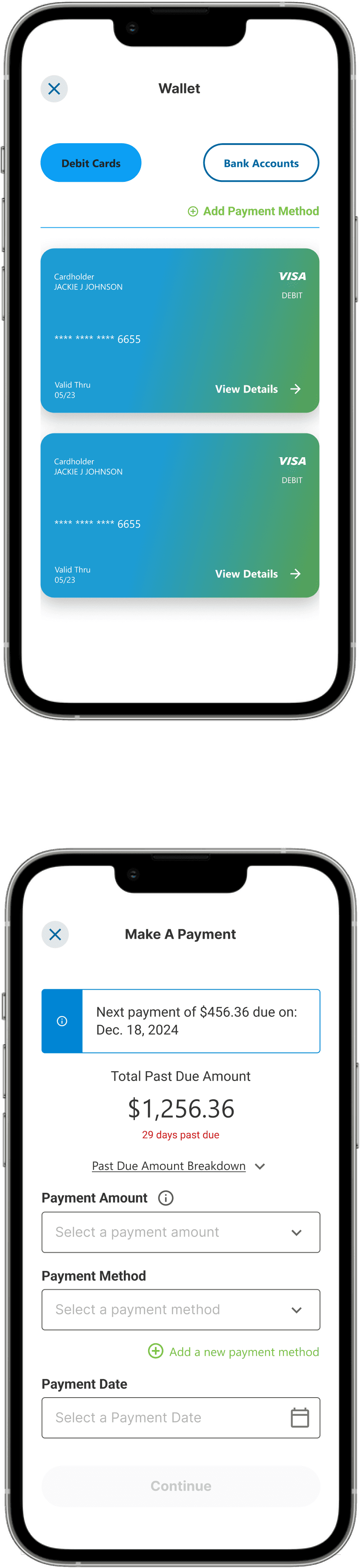 image of two phones for online banking at Crescent Bank