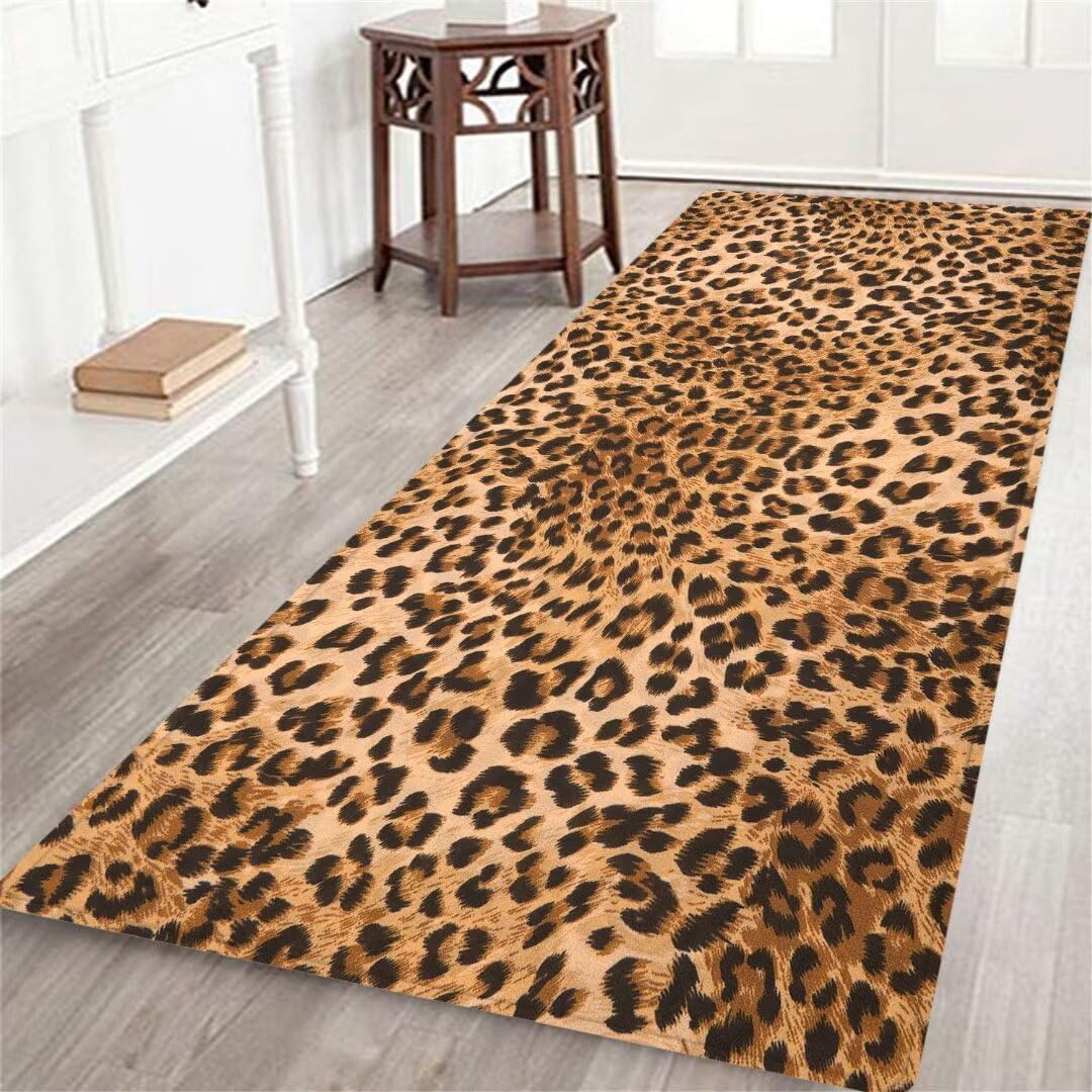 Leopard print runner rug adds a stylish touch to home decor.