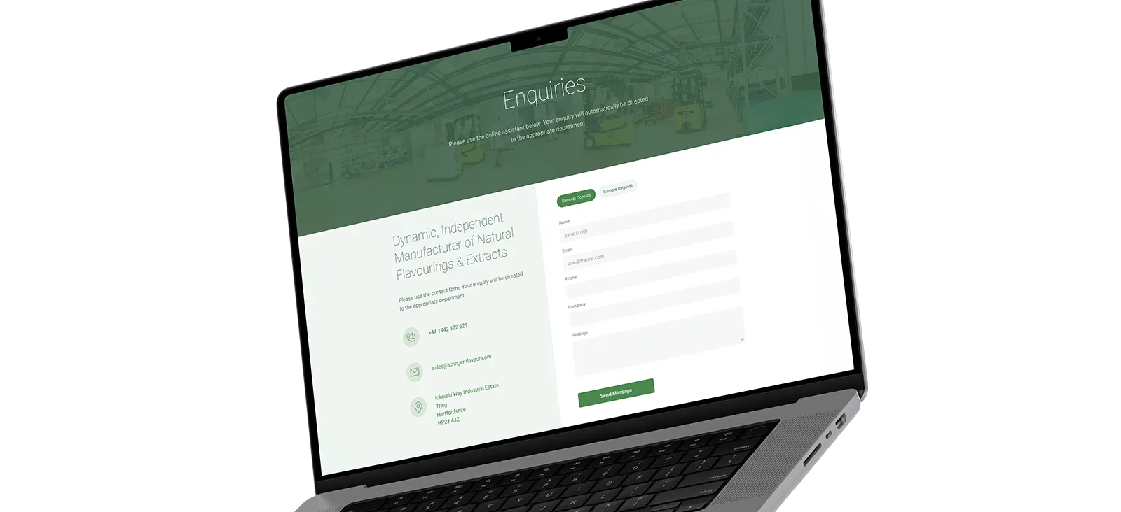 Stringer Flavours website on Macbook