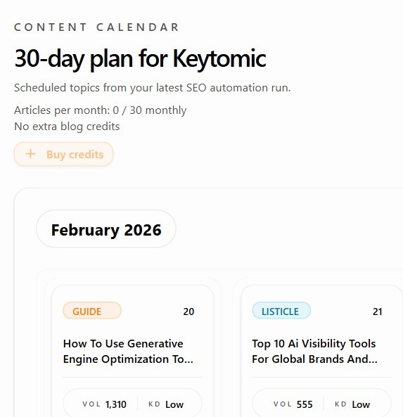 Keytomic calendar