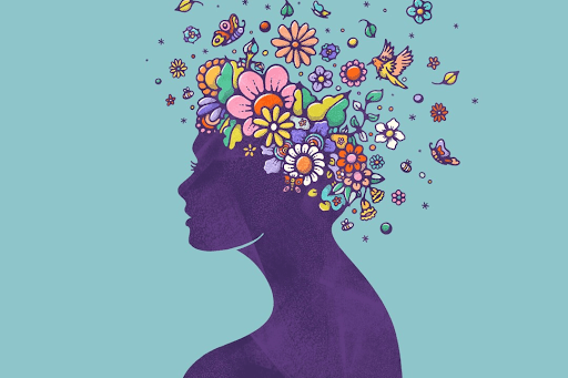 Woman with flower on her head