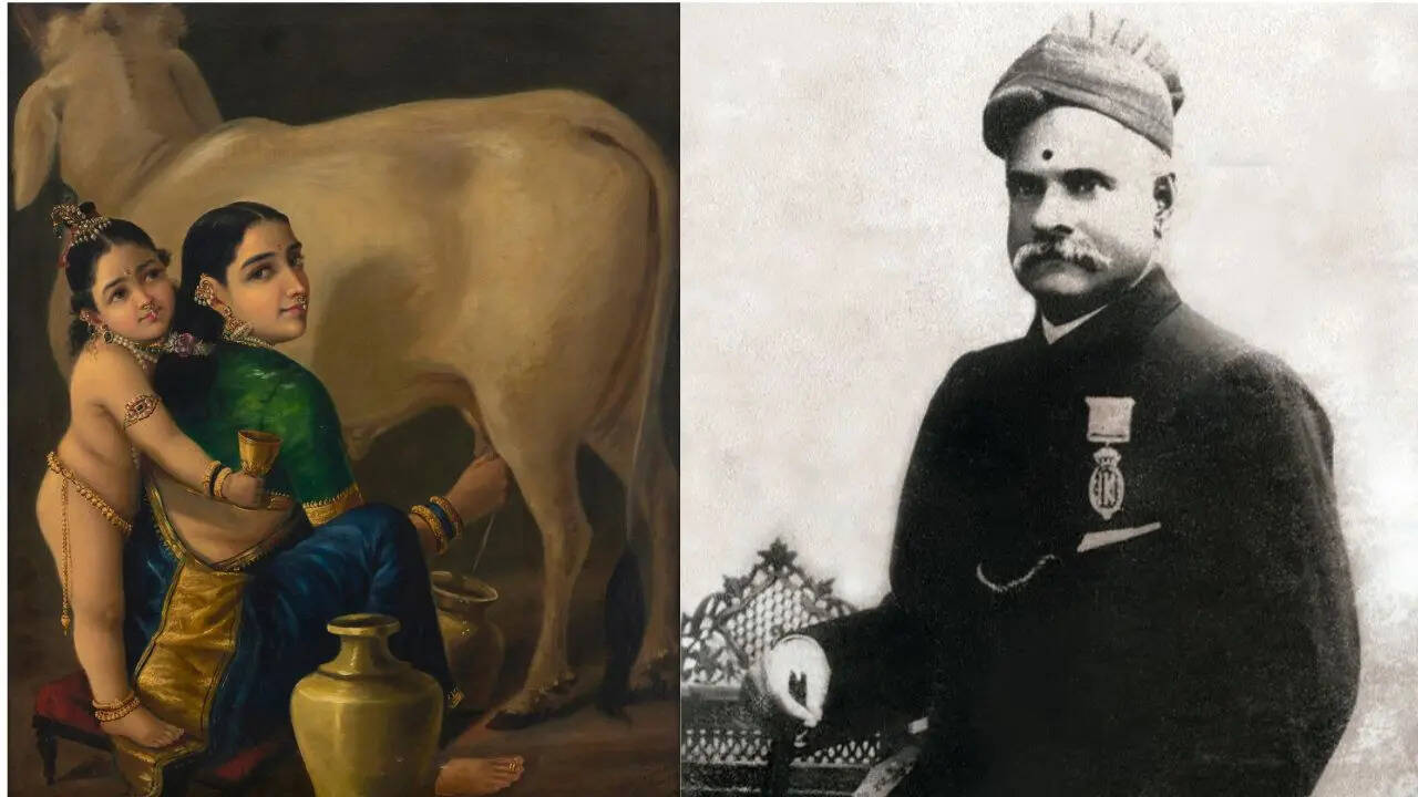 Raja Ravi Varma Yashoda and Krishna
