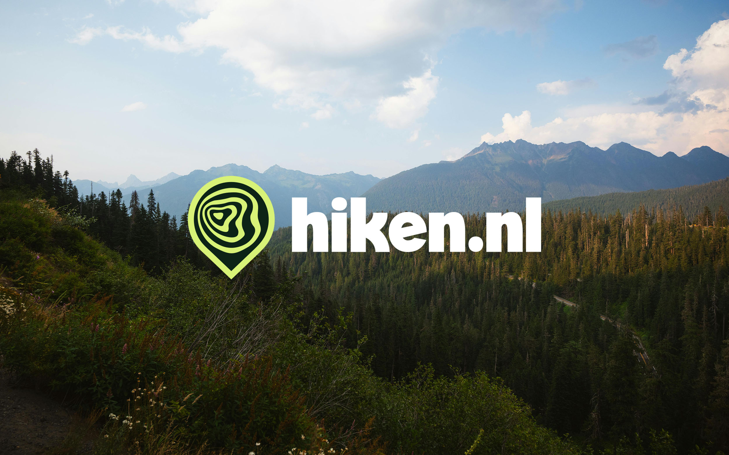 mountain background with modern logo