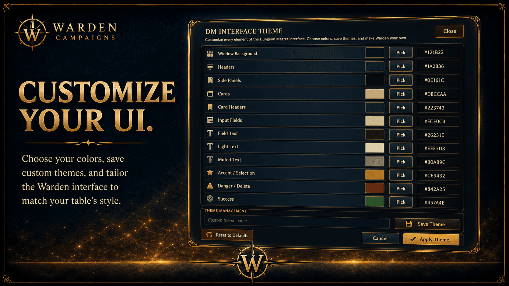 Warden Campaigns Customize your UI screenshot