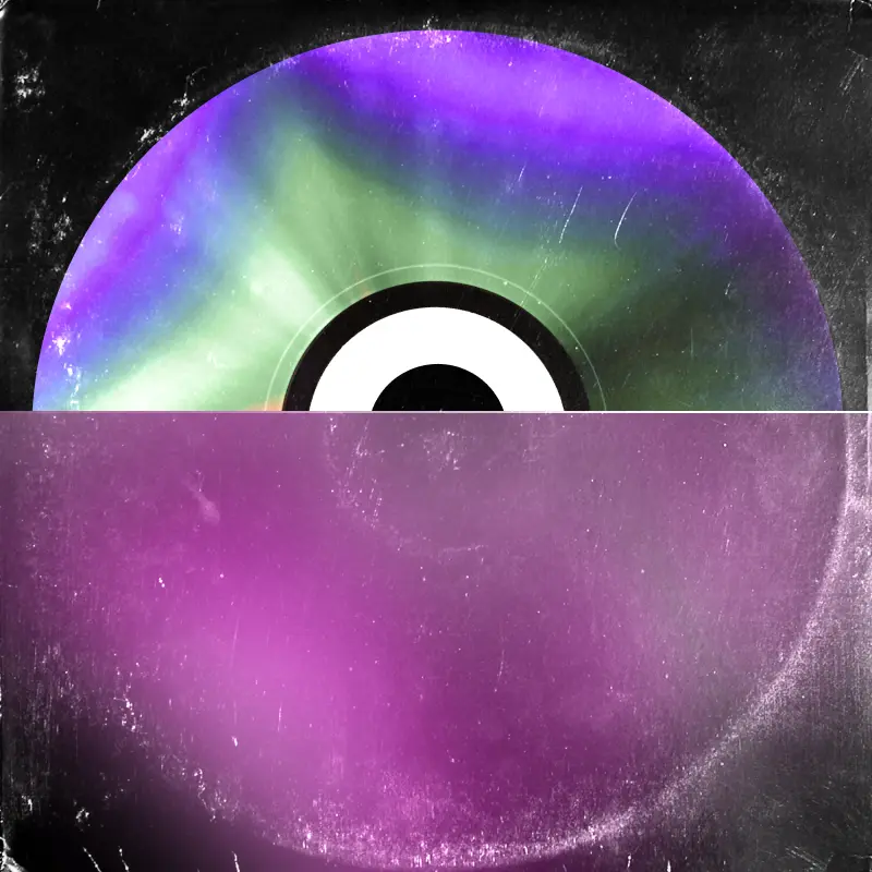 Vinyl record cover artwork with pink and purple gradient