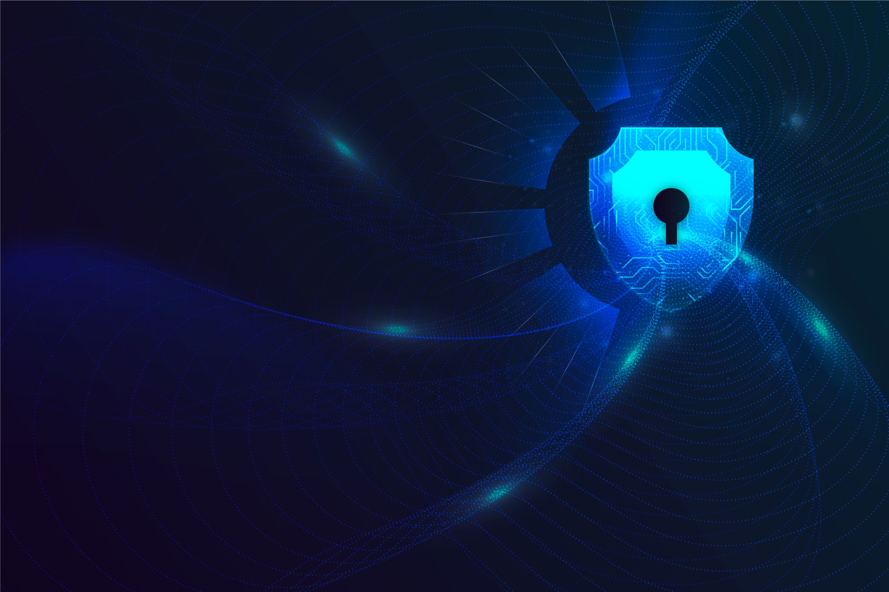 Digital shield representing cybersecurity for WordPress websites