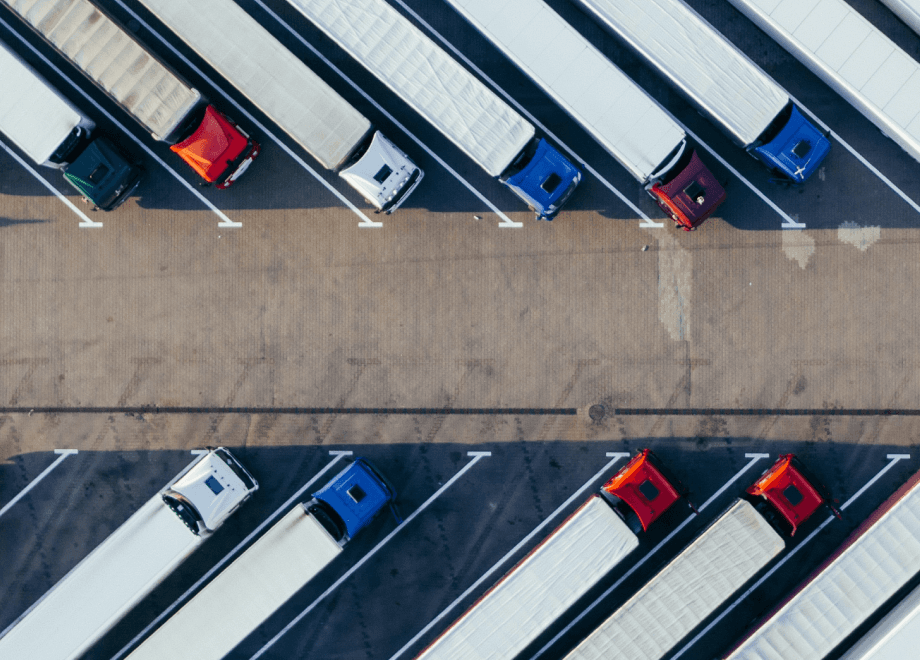Bird's eye view of parked trucks