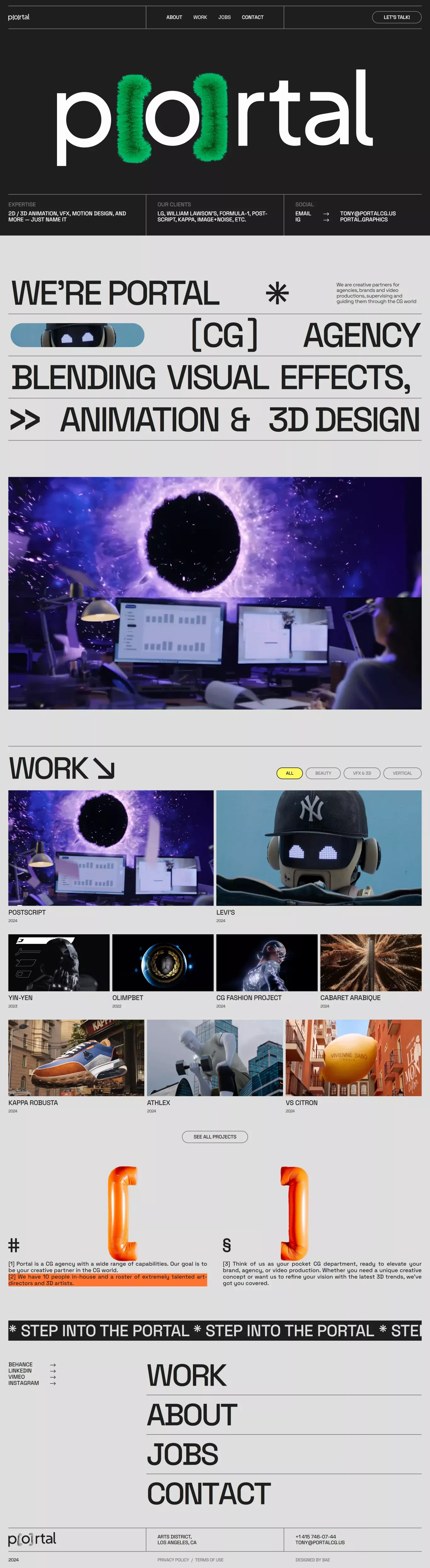 Portal portfolio page screenshot showcasing Design design
