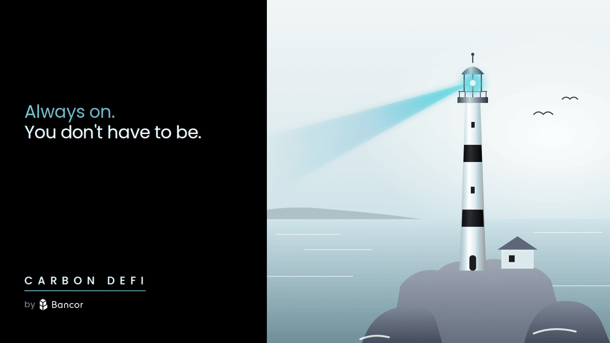 A lighthouse shines across the water while the trader is away, representing an order that remains active without constant monitoring.