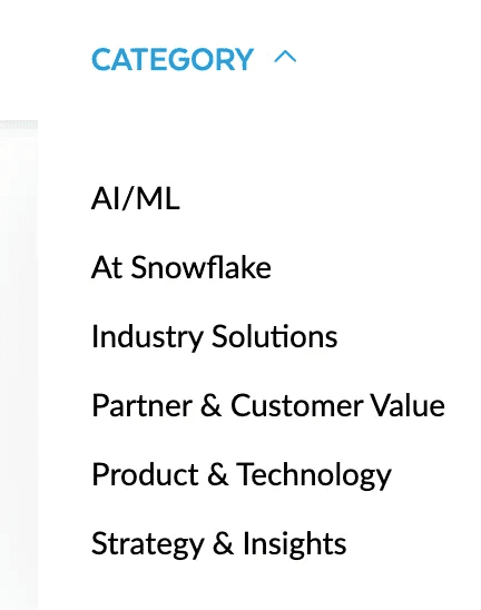 Snowflake Marketing Spotlight: Blog categories