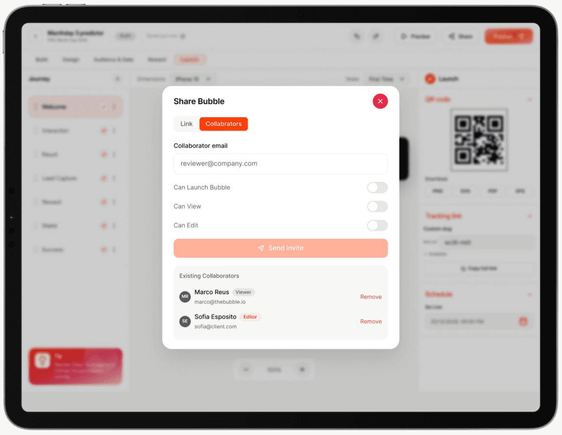 Roles and permissions settings on iPad