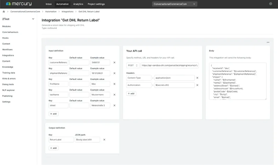 Mercury.ai Dashboard mit Datentabellen und Einstellungsoptionen steht für Übersicht und Kontrolle in der Chatbot-Verwaltung