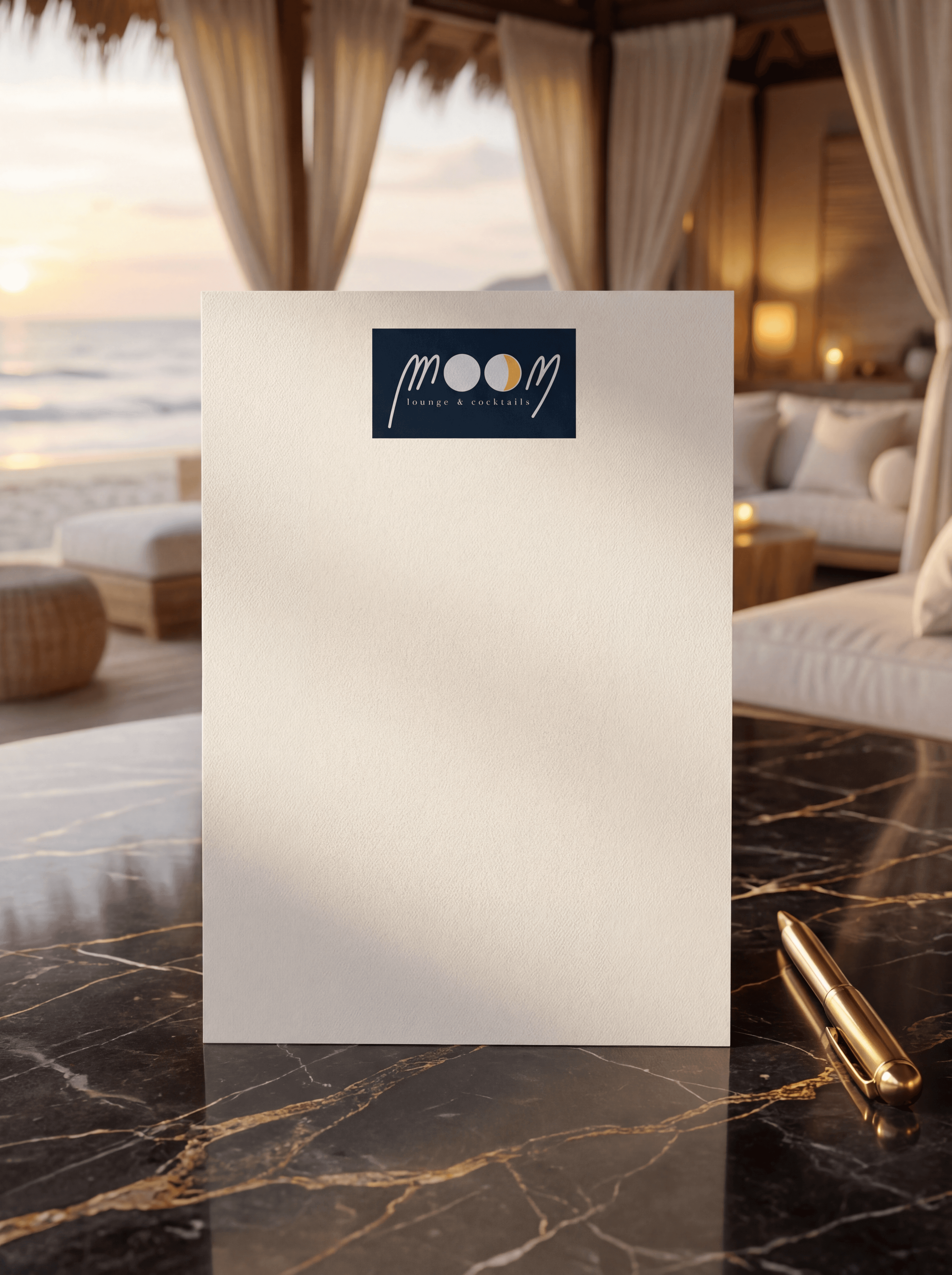 Moon coastal lounge venue branded letterhead with logo