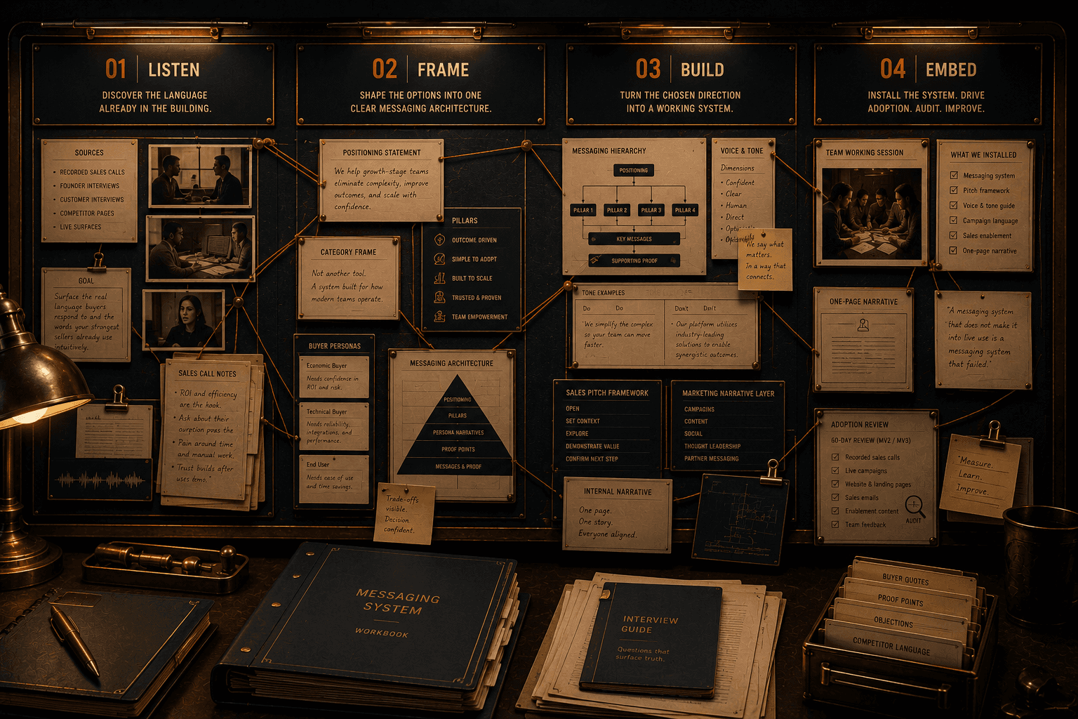 a four phase layou of how the messaging and voice service is planned by talkerstein consulting