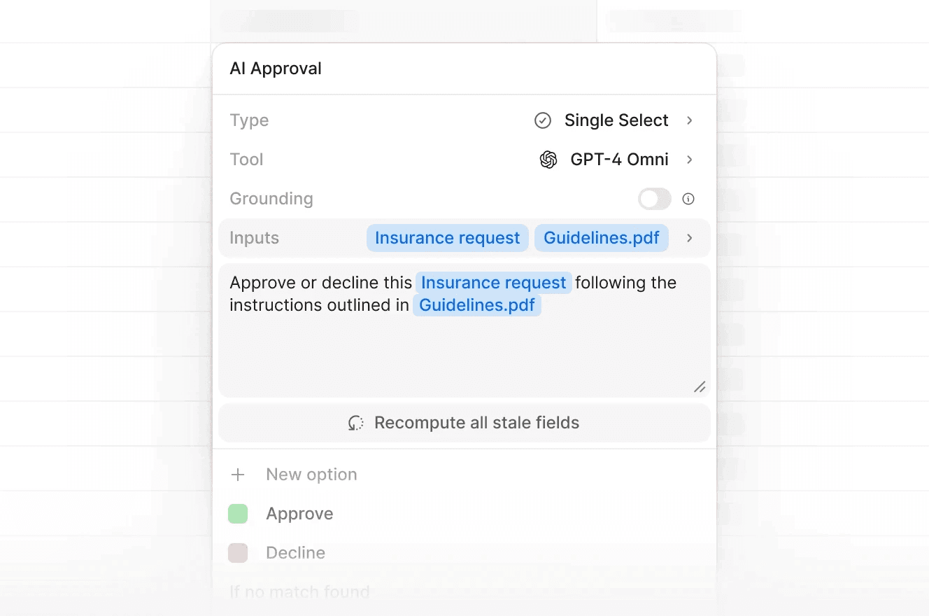 Image of AI Approval field in V7 Go